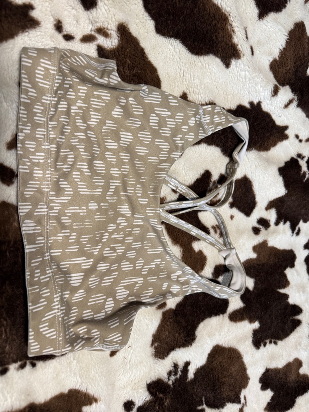 Old Navy Taupe and White Abstract Print Sports Bra